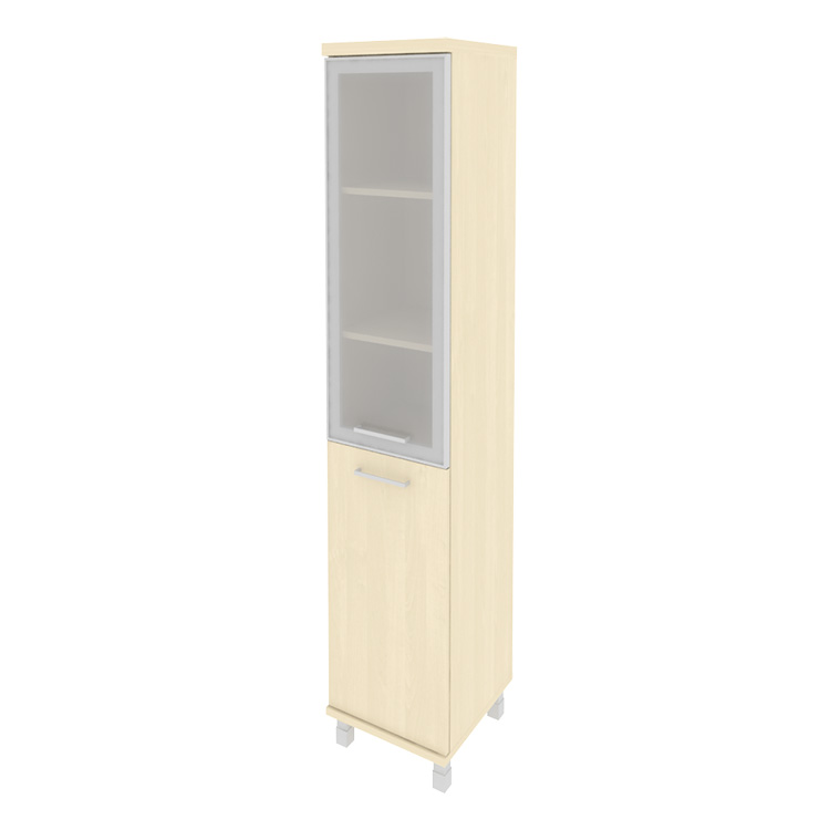 Шкаф высокий узкий правый (1 низкая дверь ЛДСП, 1 средняя дверь стекло в раме) KSU-1.2R(R)