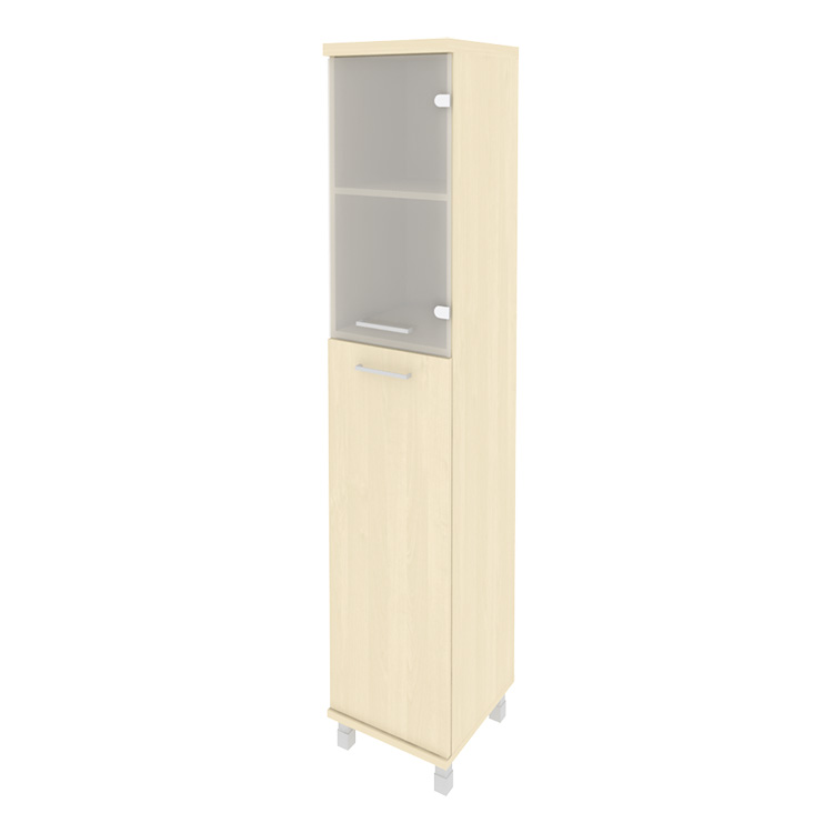 Шкаф высокий узкий правый (1 средняя дверь ЛДСП, 1 низкая дверь стекло) KSU-1.7(R)