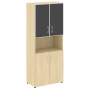 Шкаф книжный со стеклом в раме с нишей(без топа) LT-ST 1.4 R black  на Officeplan24.ru