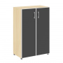 Шкаф книжный средний со стеклом в раме (без топа) LT-ST2.4 R black на Officeplan24.ru